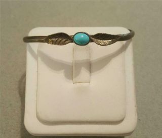 Vintage Navajo Native American Indian Sterling & Turquoise Cuff Bracelet