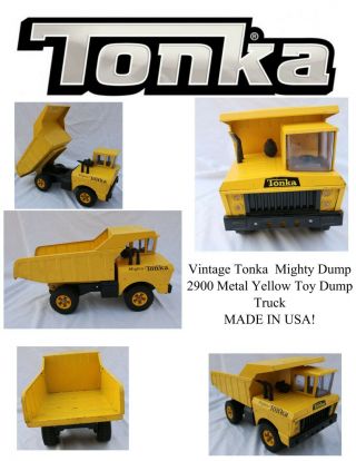 Vintage Tonka Mighty Dump 2900 Metal Yellow Toy Dump Truck