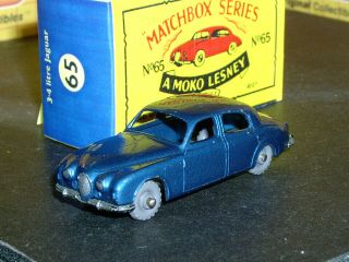 Matchbox Moko Lesney Jaguar 3.  4 L Met Blue 20gpw D - R 65 A1 Sc5 Vnm Crafted Box