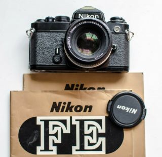 Nikon Fe Camera In Very With 43 - 86 Zoom Lens,  Battery.