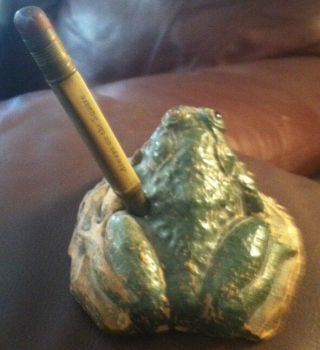Antique Figural Frog Advertising Pencil.  Colberts Hybrids Since 1917 Ind.  Ribbit