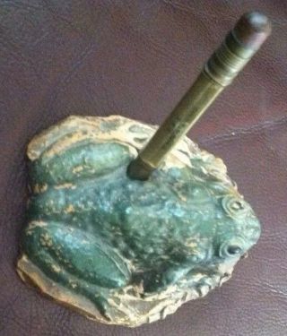 Antique Figural Frog Advertising Pencil.  Colberts Hybrids Since 1917 Ind.  Ribbit 3