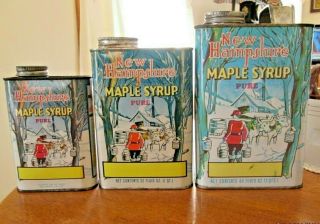 A Wonderful Set Of N.  H Maple Syrup Tin From The 60 