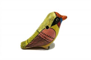 Vintage Mexican Pottery Hand Painted Bird Toucan Parrot 2 1/4 " Whistle