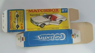 Vintage Lesney Matchbox Superfast Mercedes Benz 230sl - No 27 Box Only
