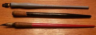 Antique Vintage (3) Fountain Dip Pens With 6 Additional Nibs