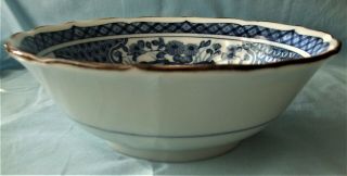 Vintage Chinese Blue on White Bowl w/Phoenix in Center Gold Rim Marked Base 2