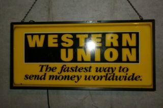 Western Union Double Sided Lighted Sign 25 X 12 X 5