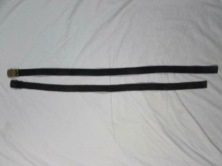 2 Vtg 40s Ww2 Us Navy Black Named Belts Military W/ Buckle Web Material