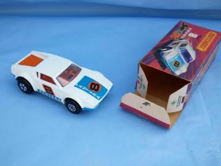 Vintage 1975 Matchbox Superfast No 8 White De Tomaso Pantera Blue Base Toy Car