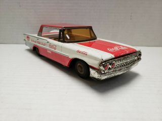 Toy Car Coca - Cola Ford Metal Friction Powered Taiyo Japan 1960s