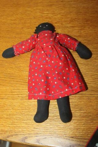 Vintage Black Americana Rag Doll Hand Made Red Dress 10 1/2 " X 9 1/2 " X 2 "
