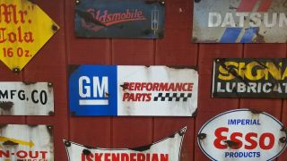Gm Performance Parts Speed Shop Barn Find Look Painted Gas Oil Hand Made Sign