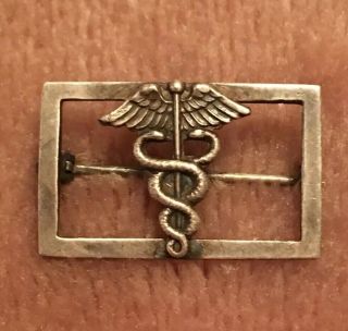 Vintage Sterling Silver - Wwii Medical Corp Caduceus Pin