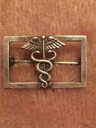 Vintage Sterling Silver - WWII Medical Corp Caduceus Pin 2
