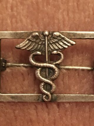 Vintage Sterling Silver - WWII Medical Corp Caduceus Pin 3