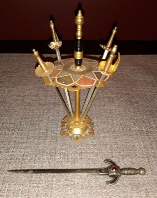 Vintage Toledo 4,  Mini Swords In Stand For Hors D’oeuvres/cocktail Set/appetizer