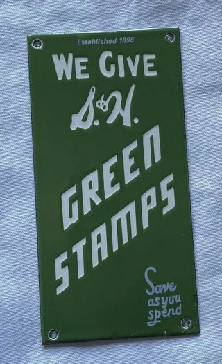 Vintage S & H Green Stamps Porcelain Sign Car Truck Oil Gas Gasoline