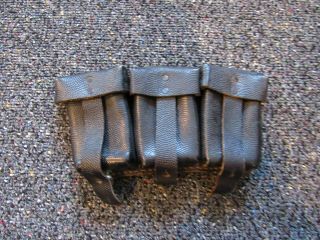 Wwii German K98 Black Pebbled Leather Ammo Pouch Unmarked