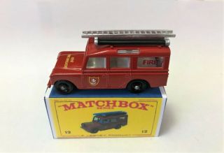 Lesney Matchbox 12c Land Rover Safari Fire Truck Custom,  Code 3,