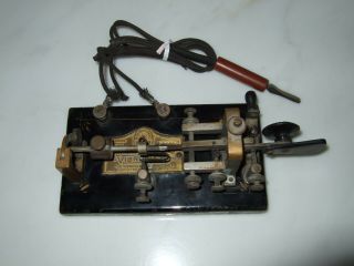 1925 Vibroplex Semiautomatic Telegraph Key (bug) With Wedge Cord Serial 95225
