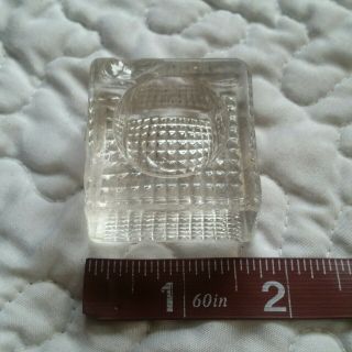 Vintage Cear Crystal Glass Cut Glass Illusion Square Small Ink Well Office Decor