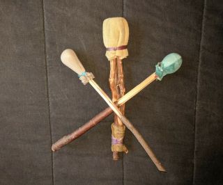 3 Native American Navajo Indian Hand Made Drum Beaters