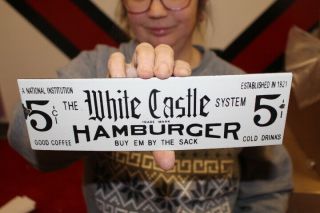 White Castle Restaurant 5c Hamburger Soda Pop Gas Oil Porcelain Metal Sign
