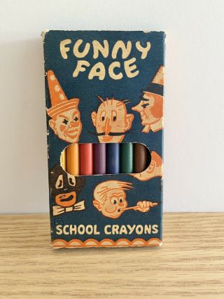 Antique Funny Face School Crayons Colored Pencils Empire Pencil Co Clowns