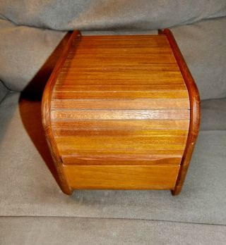 Vintage Teak Wood Cd Holder & Storage From Thailand,  10 