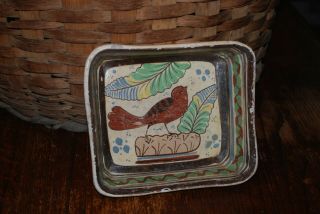 Antique - Folk Art - Primitive Pottery - Mexico - Bird - Dish