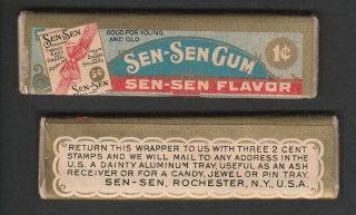 Advertising Chewing Gum Stick With Wrapper - Sen Sen 1910,  Adams Sen Sen 1918