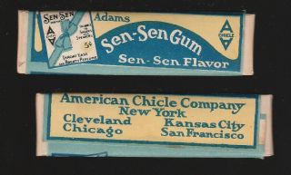 Advertising chewing GUM STICK with wrapper - SEN SEN 1910,  ADAMS SEN SEN 1918 2