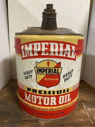 Vintage Imperial Premium Lubricants 5 Gallon Motor Oil Can