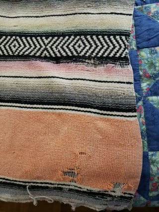 Vintage Mexican Blanket/rug Bright Colors,  72 " X 51 " With Fringe