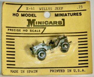 Vintage Anguplas Mini Cars Ho Model Willys Jeep Cj - 38 Made In Spain Circa 1950s