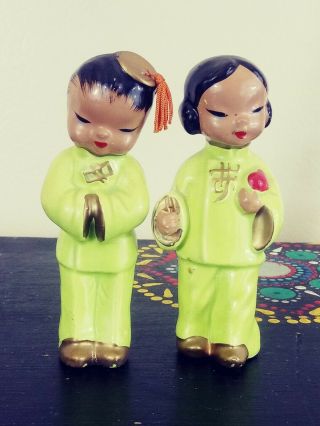 Vintage Ceramic Asian Couple Figurines Made In Japan