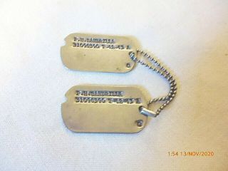 Ww2 Personal Identification Dog Tag Set Issued To P.  H.  Sandrilla T42 - 43