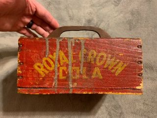 Vintage Royal Crown Cola Rc Early •wooden• 6pk Bottle Carrier Removable Handle