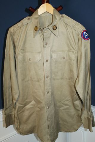 Ww2 U.  S.  Army Tropical Weight (khaki) 3rd Army Uniform Shirt W/insignia