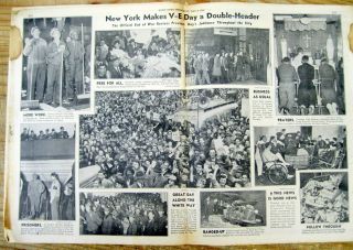 1945 NY Daily News newspaper Germany Surrenders END of WW II in EUROPE : V - E DAY 2