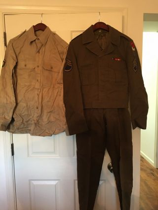 Ww2 Us Army Wool Ike Jacket,  Pants And Shirt Post War