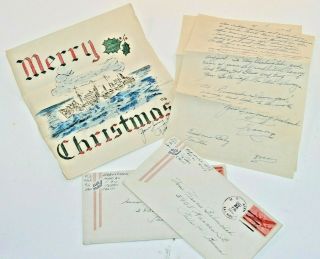 2 Post Wwii Correspondent Love Letters Naval Ship Marias Christmas Dec 1945 (b)