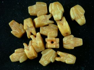 15pics Chinese Jade Hand Carved Frog Beads W224