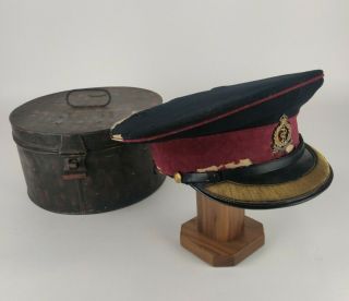 Wwii Ww2 British Army Royal Medical Corps Field Officer Visor Cap Hat W/ Hat Box