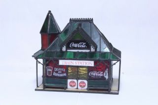 Franklin Coca Cola Stained Glass Train Station W/ Box