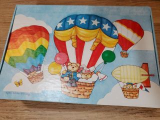 Vintage Elementary School Pencil Box General Box Company Hot Air Balloon Bears