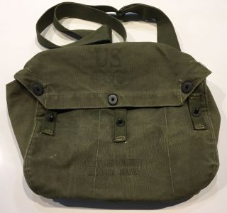 U.  S.  Wwii Light Weight Army Service Gas Mask Bag Od Canvas Bag Only Ww2