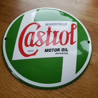 Vintage Wakefield Castrol Motor Oil Porcelain Sign Old Stock