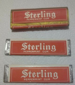 2 Sterling Peppermint Gum Sticks & Outer Wrapper Sterling Gum Co York